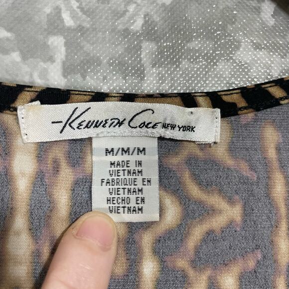 Kenneth Cole Women's Animal Print Mobwife Sleeveless Top - Size Medium - Metal - Picture 5 of 7